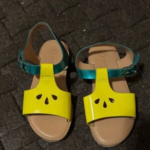 Cat & Jack Yellow and Teal Lemon Kids Sandals - Size 10